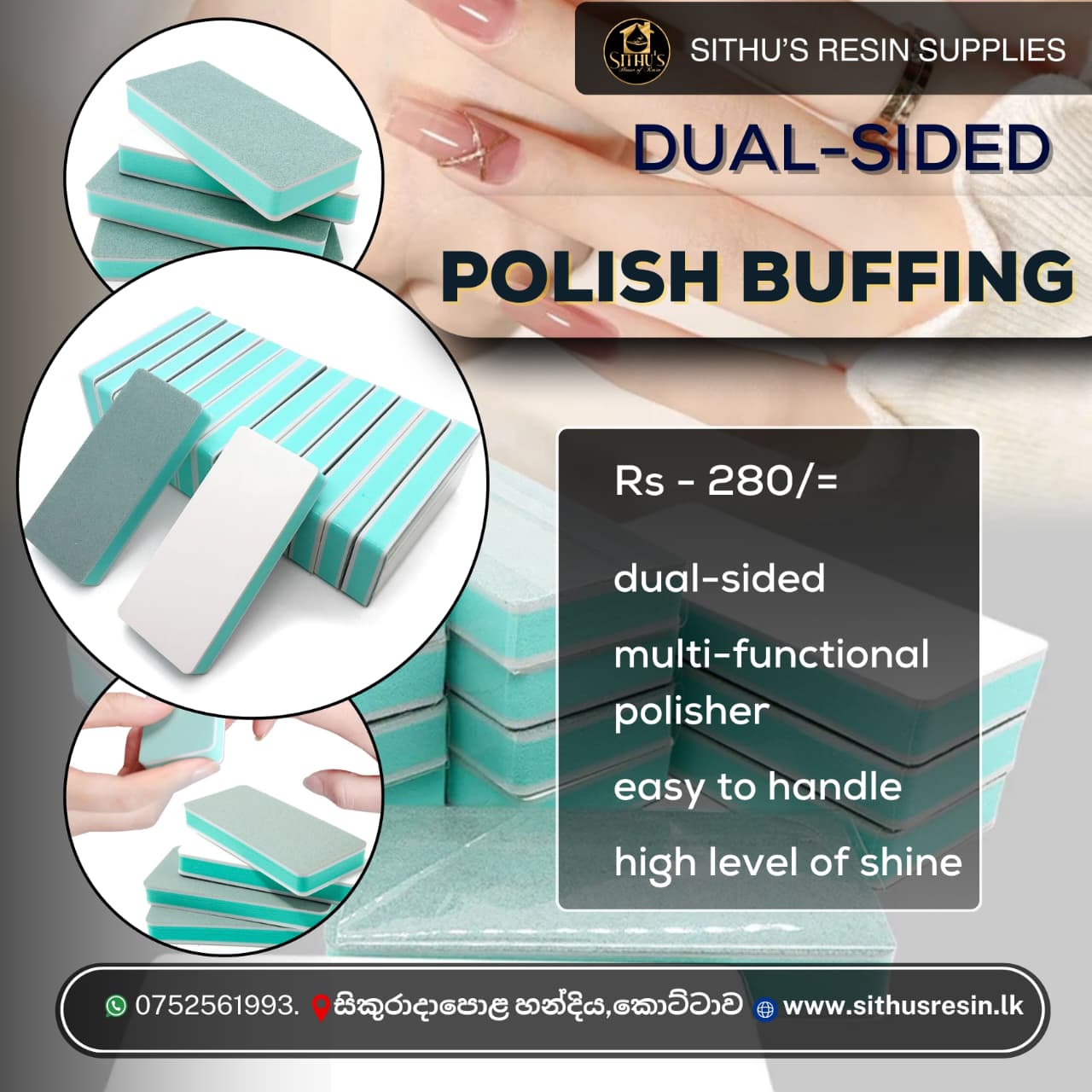 Sided Polishing Block for Manicure Buffer Smooth Shine Tool.